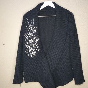 Rhinestone thick cardigan